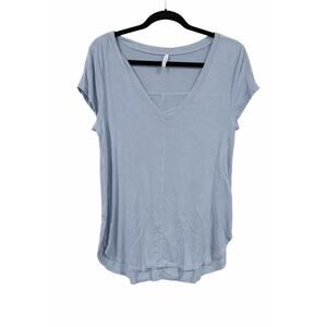 Z Supply Mya V-Neck Top Small Dusty Blue Rayon Spandex Hi Low Coastal Chic Top